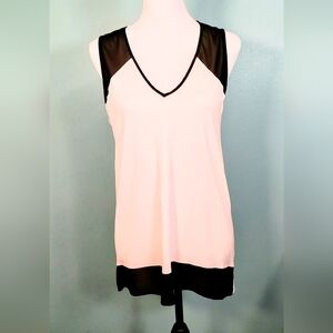Vince Camuto White Knit with Sheer Black Top Small